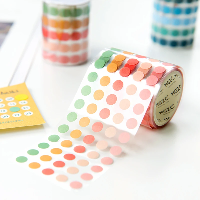 Dekoratívna lepidlá Washi páska, maskovacia páska, štítok nálepky na scrapbooking, japonské kancelárske potreby, farebné bodky, 5x300 cm