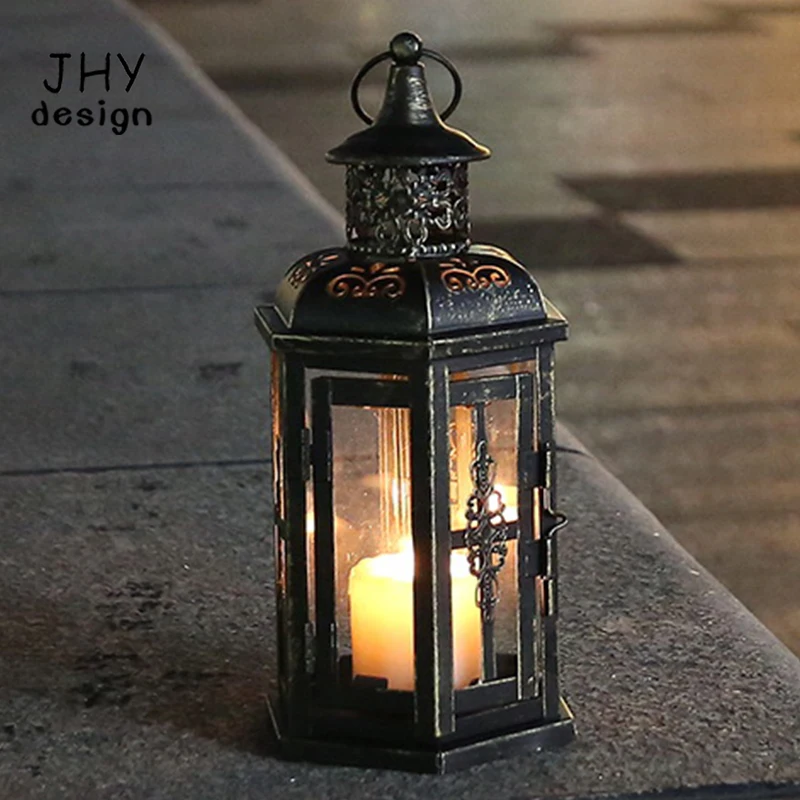 Dekoratívne lucerny-10inch vysoké vintage štýl visiace lampáš, kovové sviečky pre vnútorné vonkajšie podujatia a svadby