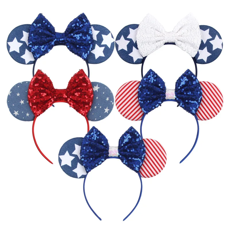 Dekorácia s čelenkou nezávislosti, americká vlajka Mickey čelenka flitry