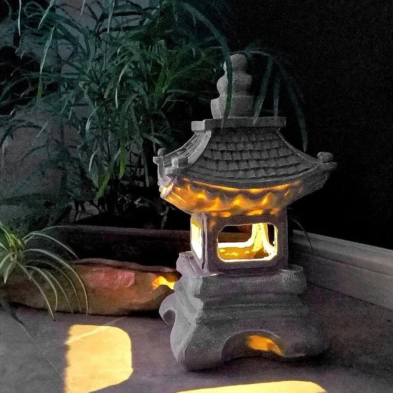 Dekorácia z nádvoria japonského štýlu Solárny lampa Palace lampášky Zen krajinné svetlá domáce záhradnícke dekorácia