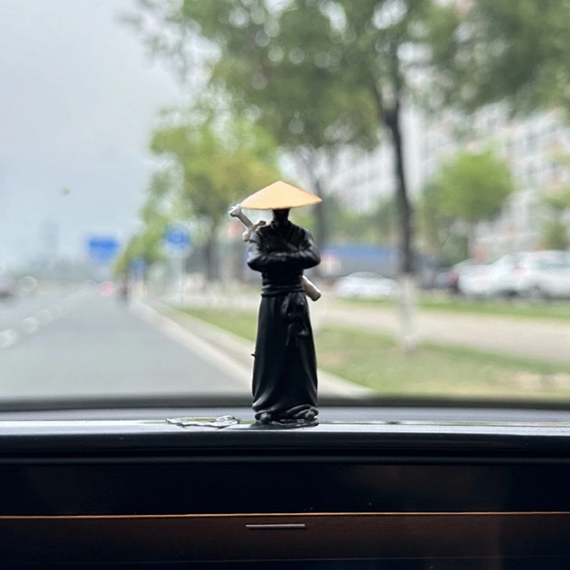 Dekorácie dashboardu vintage čínska samurajská živici socha ozdoba pre domácu kanceláriu vozidlá interiérové ​​doplnky