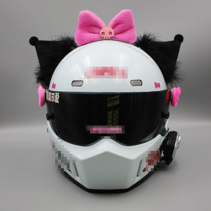 Dekorácie prilby Kuromi Sanrio Ear Accessories Motocykel Elektrické lyžovanie Univerzálne odnímateľné dekorácie karikatúra roztomilé pokrývky hlavy