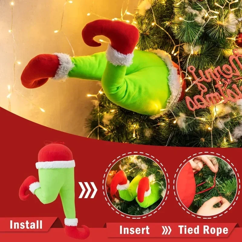 Dekorácie vianočného stromu plyšové dvere dekorácie santa elf nohy dekorácie domov závesné ozdoby deťom darček prekvapenie