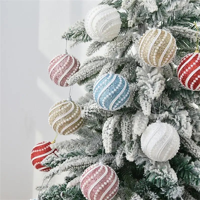 Dekorácie vianočných stromčekov prívesok Farebné gule Ozdoby Holiday Home White/Champagne//Red/Blue 8cm Biele zavesenie
