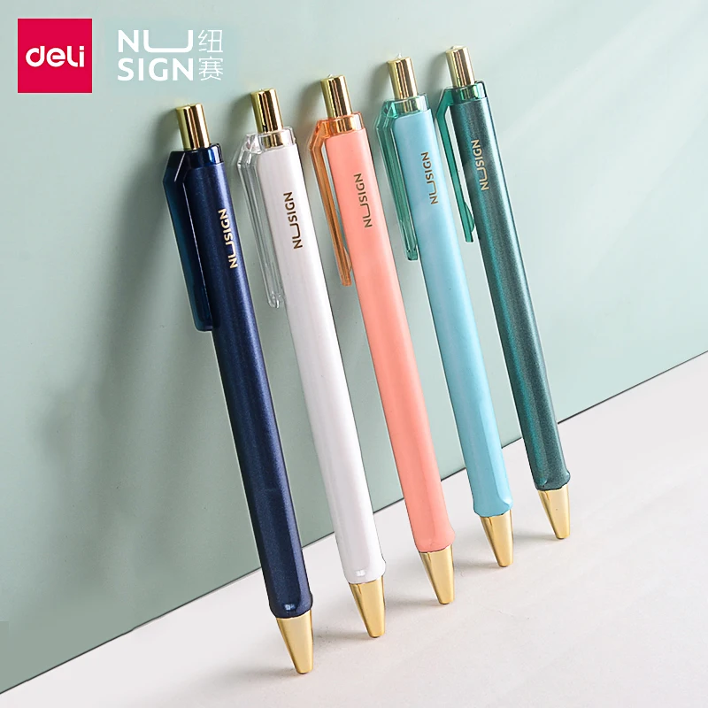Deli Nusign 5Color/Lot 0,5 mm gélové perá sada farieb Push School Pens