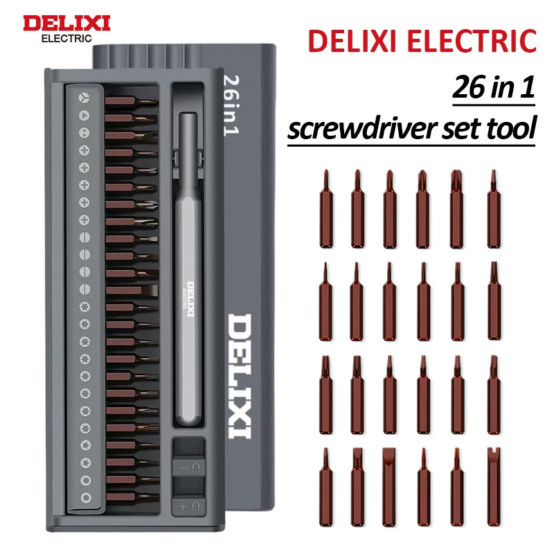 Delixi Electric 26-v-1 skrutkovač set nástroj Multifunkčný domáci notebook počítač