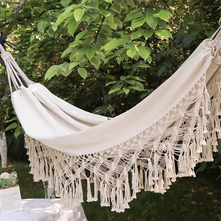 Deluxe Double Hammock Swing Net Stolička Nordic Bohemian Hammock Brazilian Macrame Garden out Hanging Hammock Swings 2x1.5m