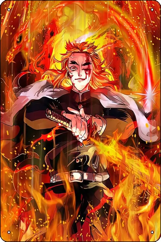 Demon Killer - Kyojur0 Breath of Flame Plagát Funny Metal Cin Sign pre domácu kuchyňu