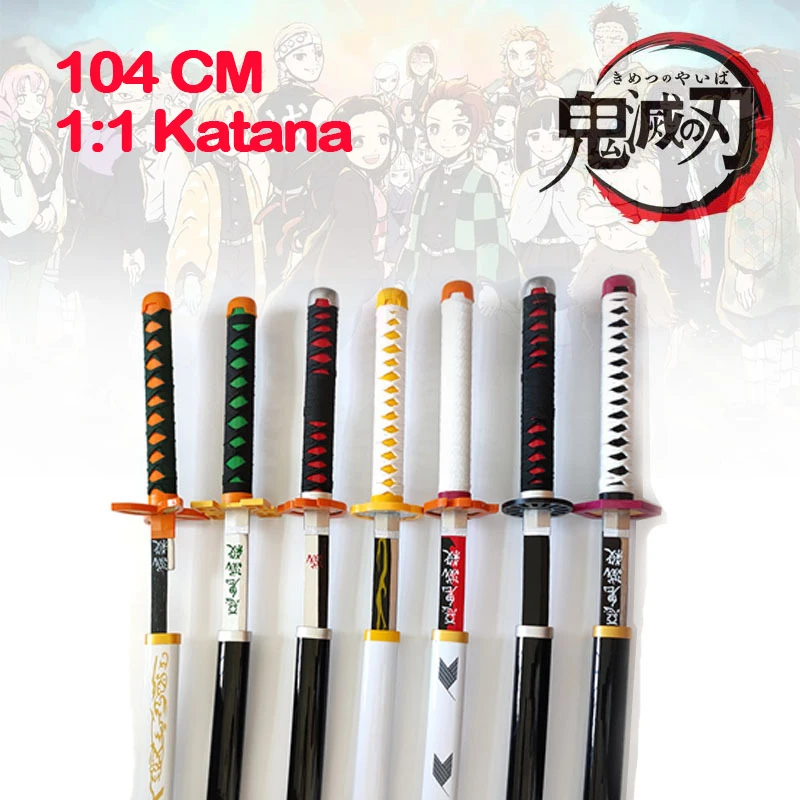 Demon Slayer Blade 104cm Katana 1: 1 Tanjiro Cosplay Dekoratívna kolekcia noža