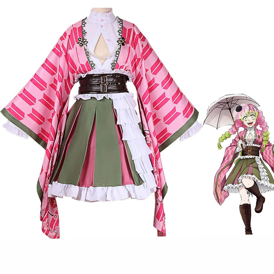 Demon Slayer Kanroji Mitsuri CostUme Cosplay for Woman Halloween kostým pre dospelých