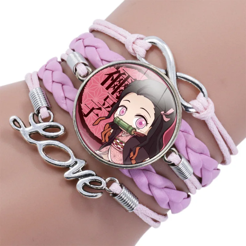 Demon Slayer náramok náramok pre ženy pár Kimetsu no Yaiba Kamado Tanjirou cosplay cosplay kreslené kožené anime šperky
