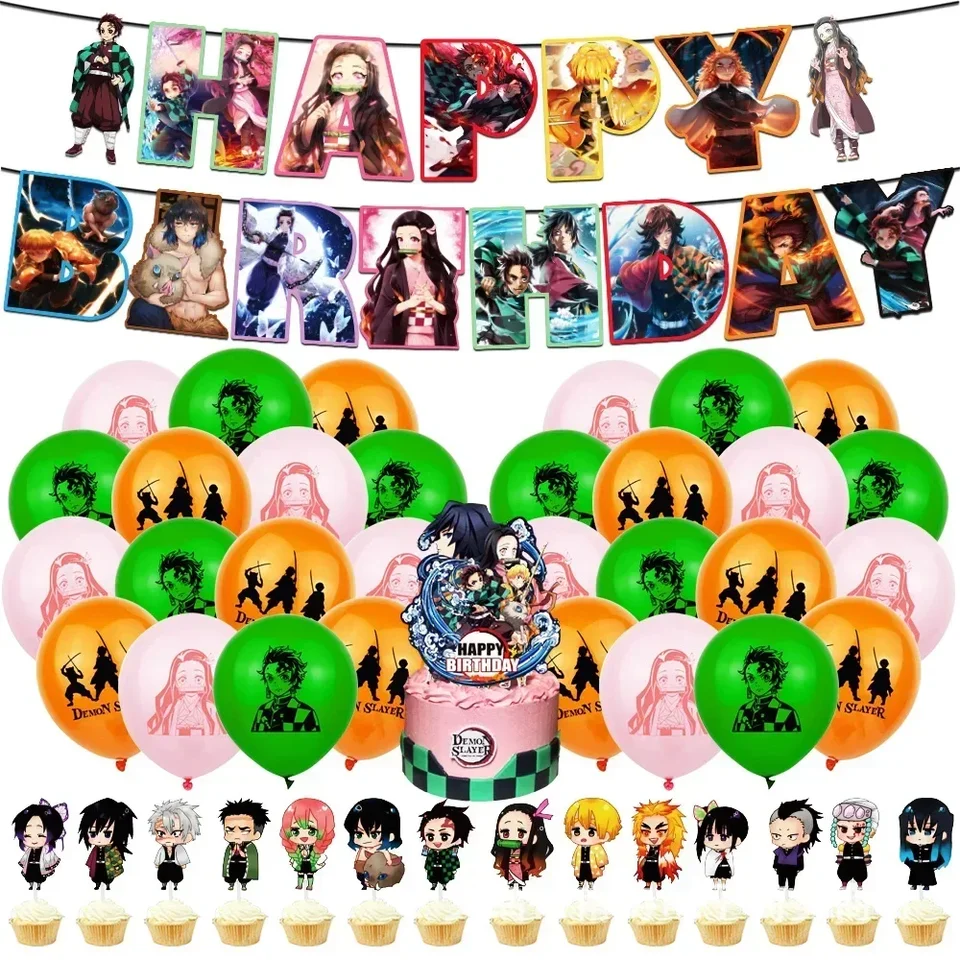 Demon Slayer Party Dodávky DIY Balón Barloon Barner latex Balón dekorácie koláči