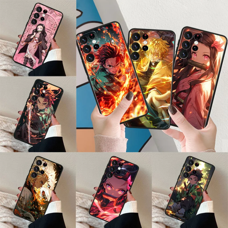 Demon Slayer pre Samsung S 8 9 10 20 22 22 23 24 S10E Lite plus ultra fe čierny silikónový telefónny prípad Funda Soft Cover Shell Capa