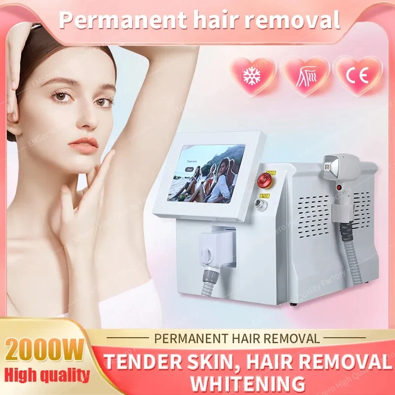 Demontáž na odstraňovanie chĺpkov 2025 Nový CE certifikovaný 2000W 3 Wavelgth Dransce Ice Platinum Demontáž chĺpkov 755 808 1064nm Diódový laserový salón
