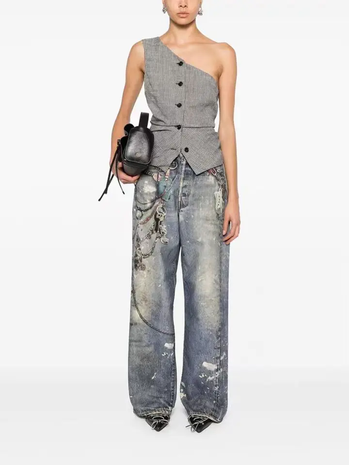 Denim Blue Women Pants 1 párové nohavice módne náhodné horúce dievča jesenné opotrebenie na sklade