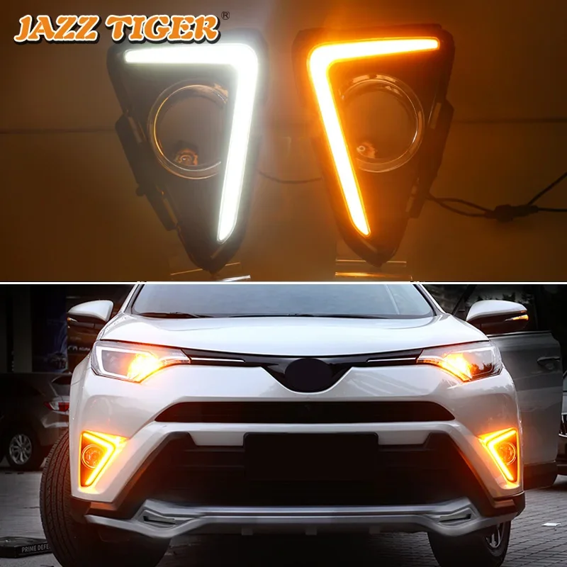 Denné svetlá pre Toyota Rav4 2016 2017 2018 DRL s Turn Signals for Cars Automatické LED hmlové svetlom