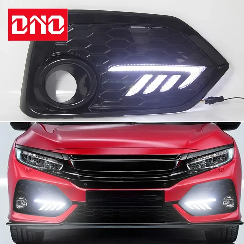 Denné svetlá s automobilom pre Honda Civic Hatchback 2016 2017 2018 2019 2020 2020 Žltý zákrutový signál Automatické lampy DRL