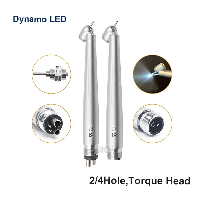 Dental 45 stupňov LED Vysokorýchlostné násadec E-Generator integrovaný tlačový násadec s jednotlivým vodným sprejom s LED svetlom