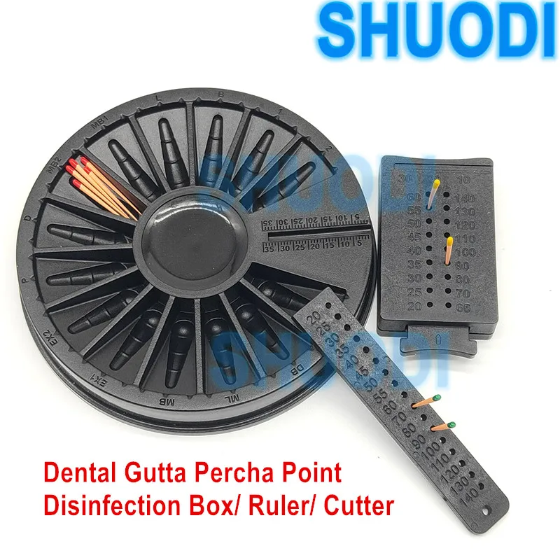 Dental Gutta Percha Point Disinfekcia boxu Cutter meranie endo pravítka zubných nástrojov autoklaviteľný podnos