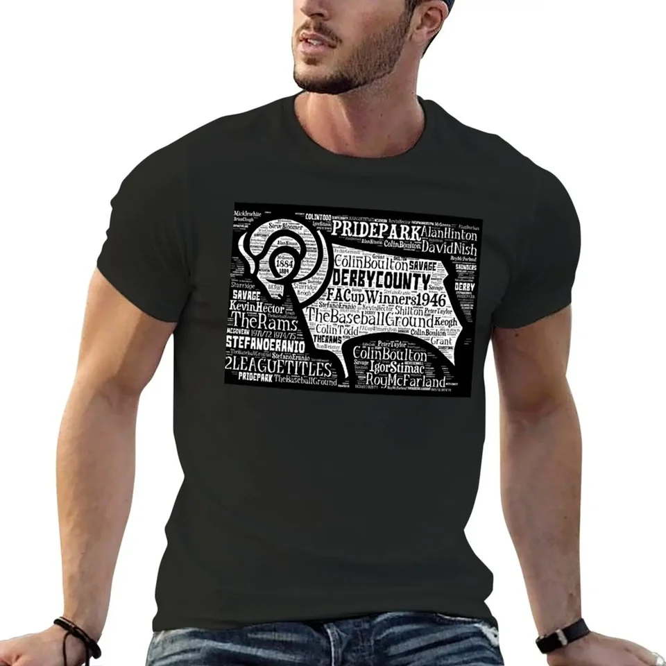Derby County Club Crest T-Shirt Boys Whites Estetické oblečenie plus veľkosti vrcholy Vintage Graphic Tee Pánske tričká