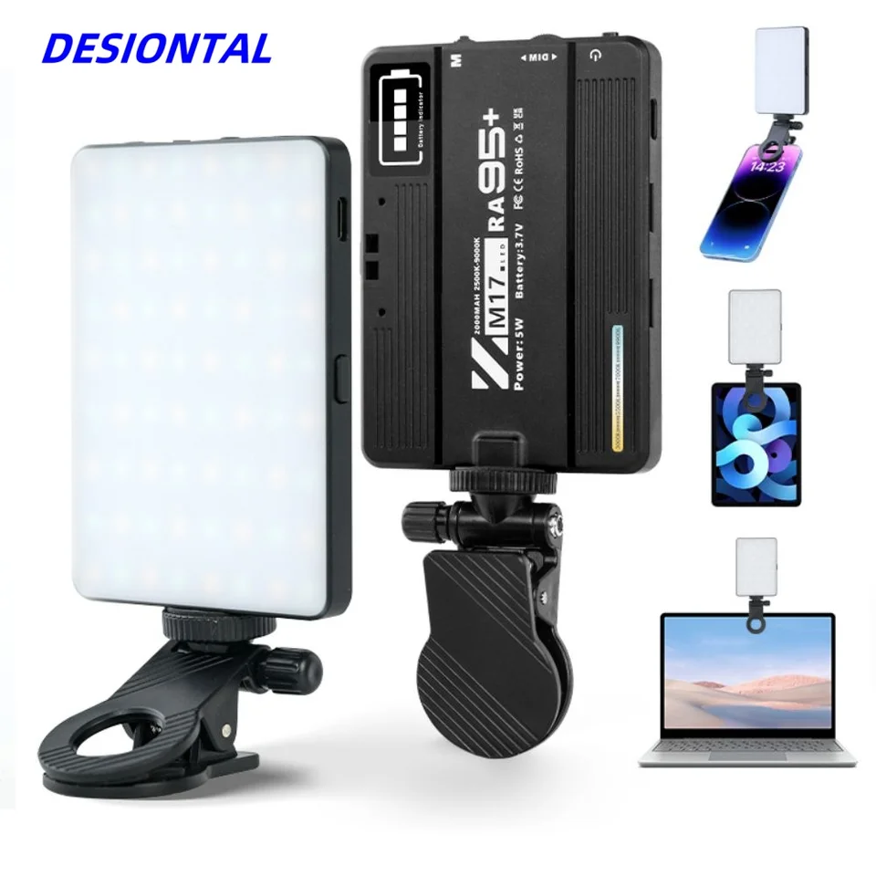 Desiontal Smartphone selfie výplň Light Video Conference Live Streaming Prenosné LED svetlá pre mobilný telefón iPad prenosný fotoaparát