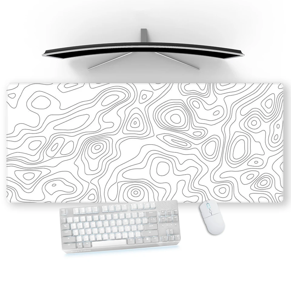 Desk Mat White Big PC Gamer Mauspad Strata Liquid Accessories Estetické 1200x600 Minimalistické 100x50 extra veľké 900x400 vlastné