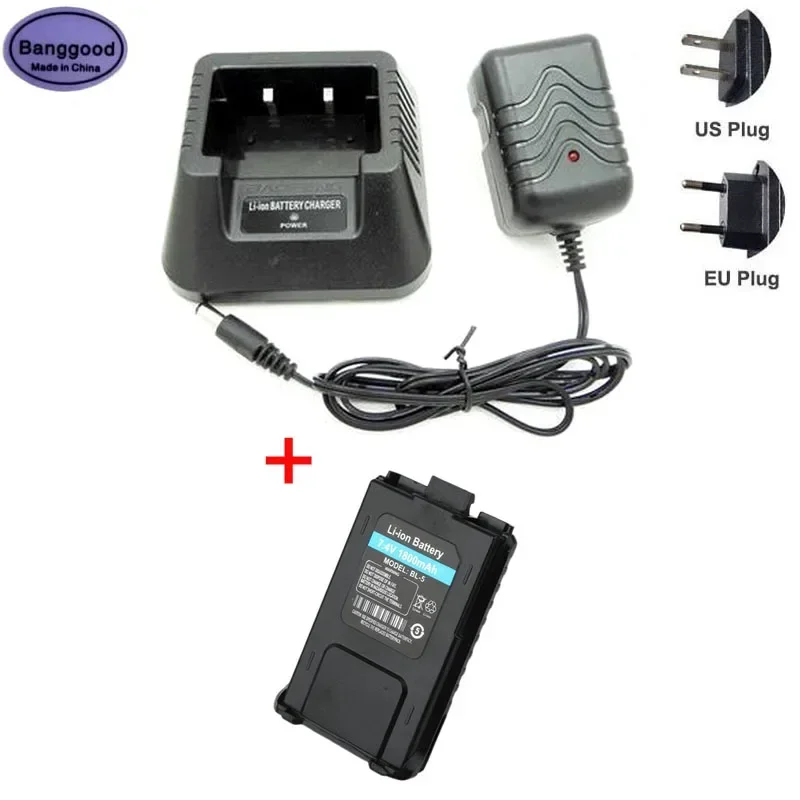 Desktop Dock Rapid Charger + BL5 BL-5 7,4V 1800MAH Li-ion batéria pre Baofeng UV5R UV-5R DM-5R UV-5RA UV-5RB BF-F9 Radio Radio Radio Radio Radio