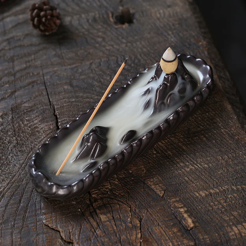 Desktopové ozdoby, horák na kadidlo na horských chrbtoch, držiteľ kadidla, aromaterapia Purple Clay Cenzer