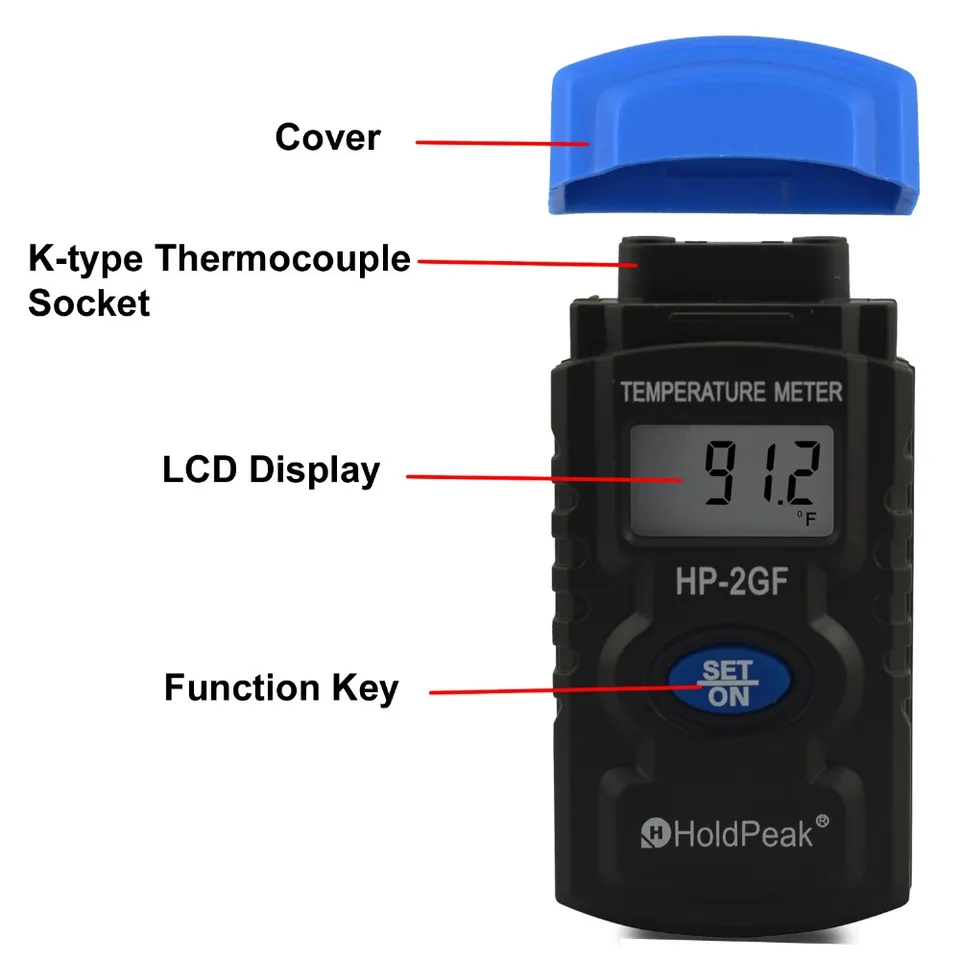 Detektor detektora vlhkosti Mini prenosný LCD digitálny teplomer vonkajšie vnútorné meracie nástroje, Holdpeak HP-2GF