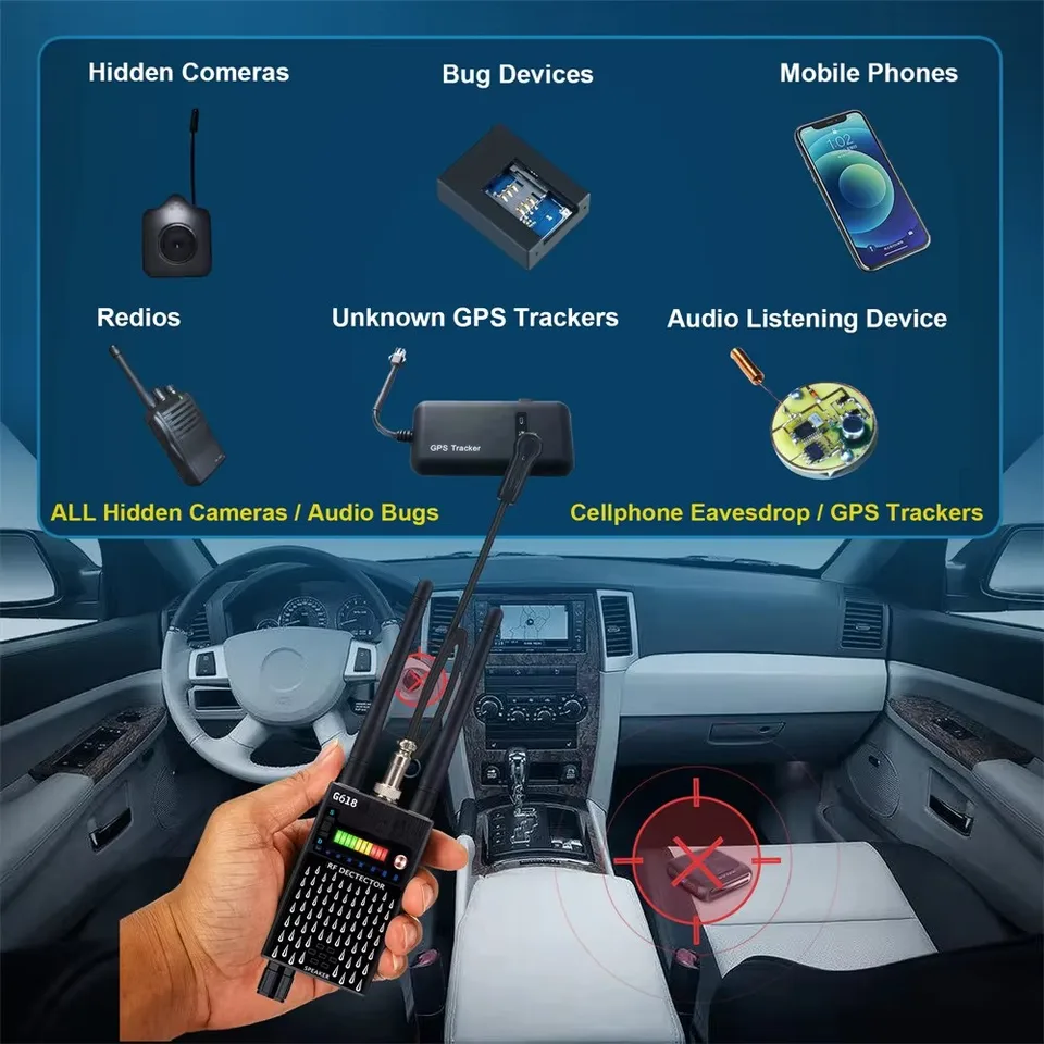 Detektor špionážneho vyhľadávača kamery Super citlivý zvukový mini skener GSM GPS Tracker Full Range RF Anti Spy Gadgets Detection G618W