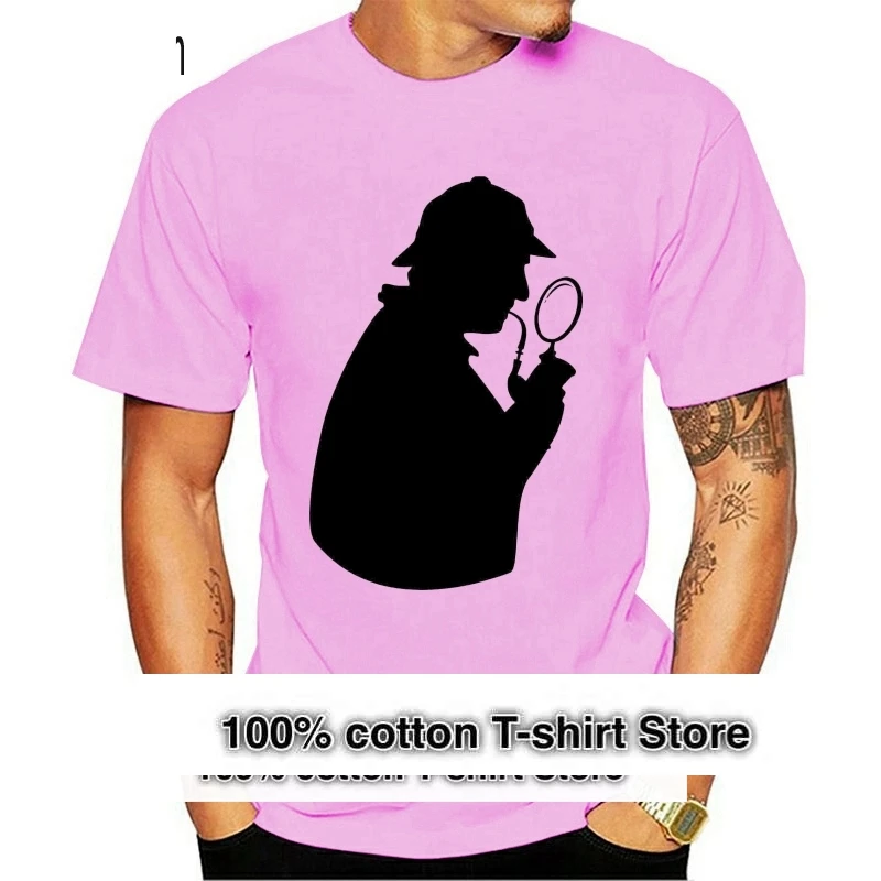 Detektív Silhouette Mens T tričko Sherlock Baker Watson Holmes Street Conan retro vintage klasické tričko Trič