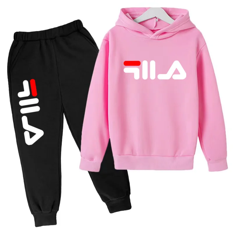 Deti 3-12y oblečenie Pink Hoodie Boys Coat Dievčatá Mikina batoľa+nohavice 2p očarujúce módy krásy Girls Gift Last Sports Set