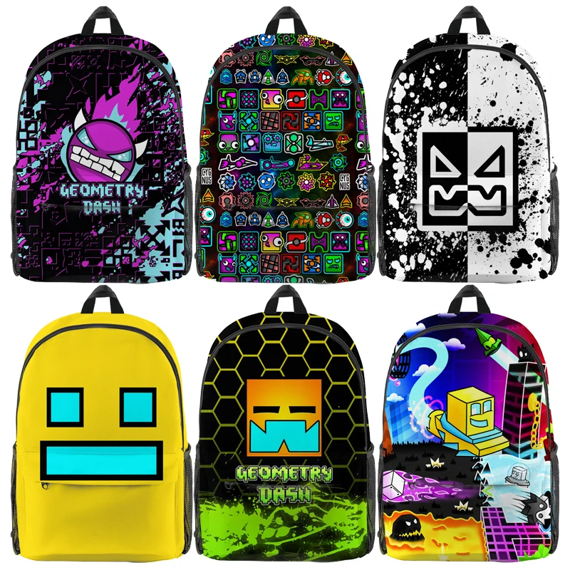 Deti Angry Geometry Dash 3D Print Batohy Boys Dievčatá anime karikatúry Školské tašky Študenti hra Game Vzor bookbags unisex Bagpack