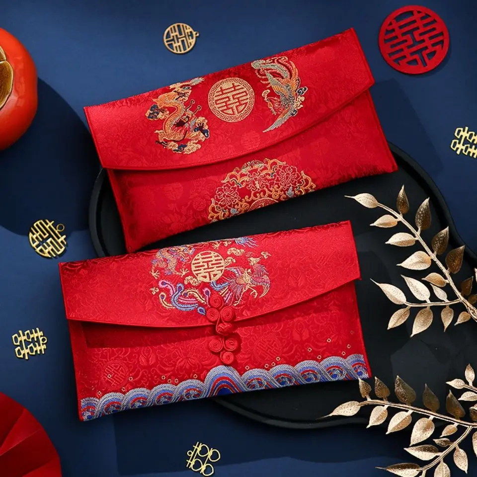 Deti darujte tradičnú čínsku červenú obálku výšivkovú výšivku slávnostné šťastné peniaze vrecko Hongbao Money Bag Spring Festival