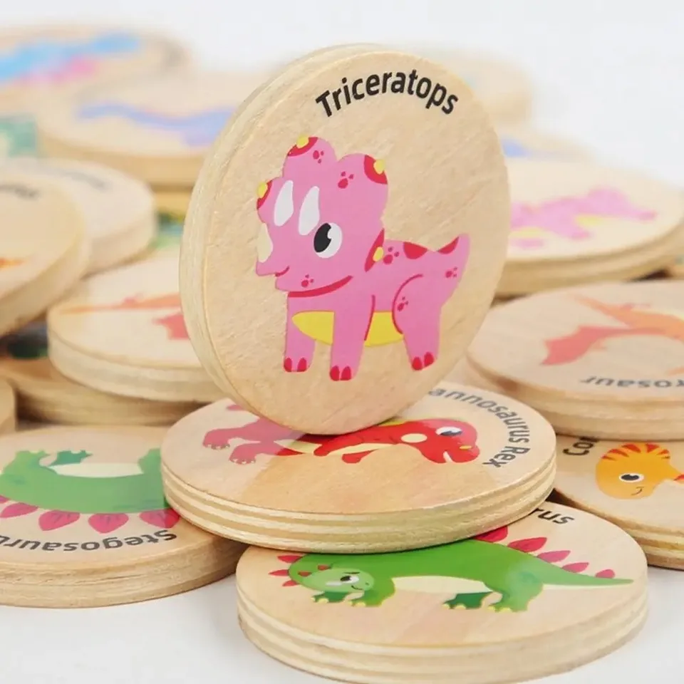 Deti drevená pamäť hračiek Nájdite rovnaký dinosaurus zodpovedajúci jigsaw puzzle Game Montessori Baby Educational Toys for Kids Montesso