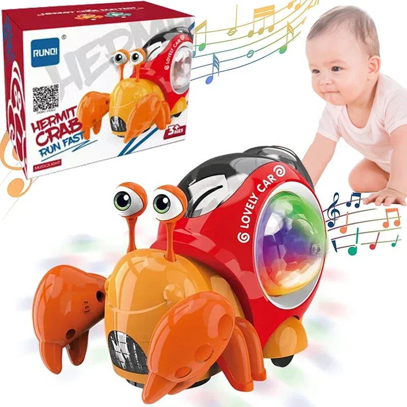Deti elektronické hračky plazenie krabieho krabie chôdza Dancing Pets Robo Hermit krab slimák žiariaci s hudobným svetlom baby batoľa s hračkami darček