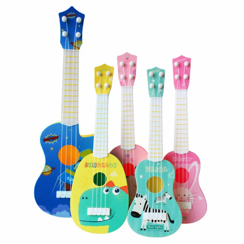 Deti hudobné nástroje Kid Educational Play hračky hudobné nástroje zvierat hudobná gitara ukulele hračky strunové nástroje
