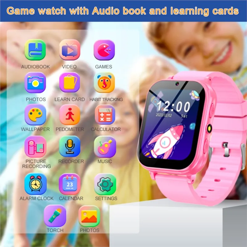 Deti inteligentné sledovanie hudby Plate baterku 22 hier s nočným stromehom Sledovanie detí DETI SMARTWATCH BOYS Dievčatá darčeky