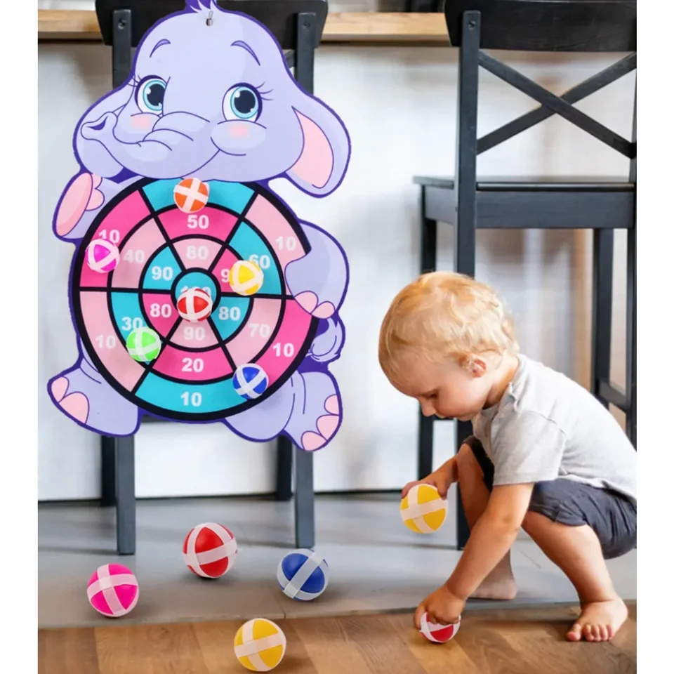 Deti karikatúra zvierat DART Board Montessori Target Sports Game Sticka Ball Rabbit Interaktívne vzdelávacie hračky Girls Boys Darček