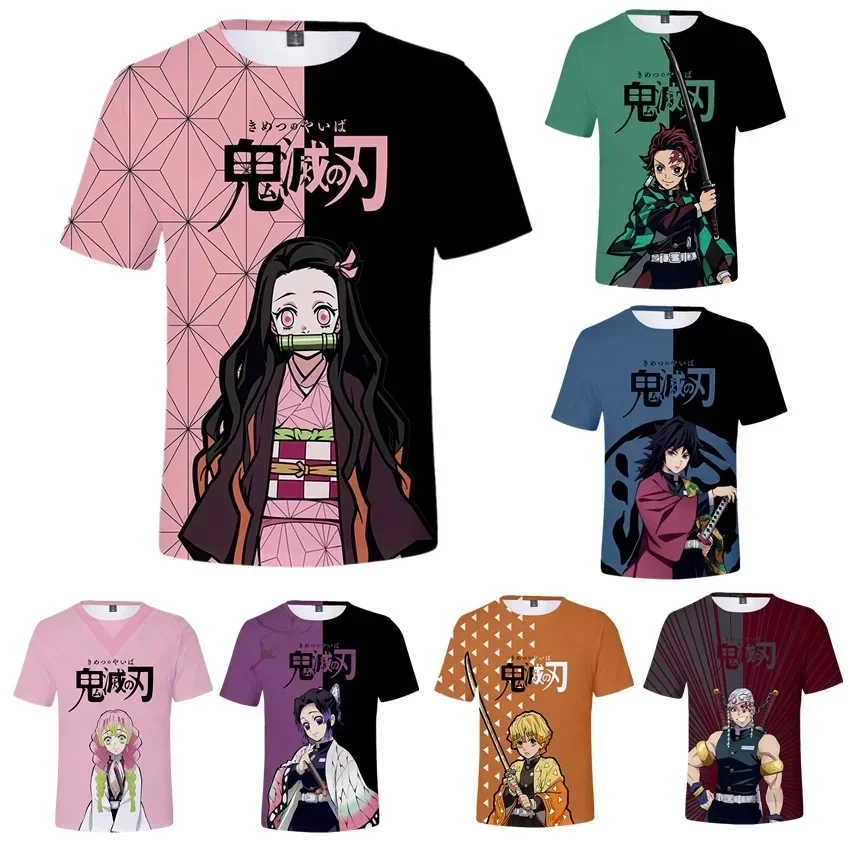 Deti krátke rukávy mikina karikatúry Top 3D tlačené tričko anime démon Slayer Boys Dievčatá letné ulica módne tričko Top