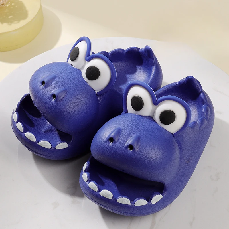 Deti letné papuče chlapcov dievčatá topánky 3D roztomilý karikatúra dinosaurus papuče antiskid hrubý dno deti ľahké plážové hrania sandále