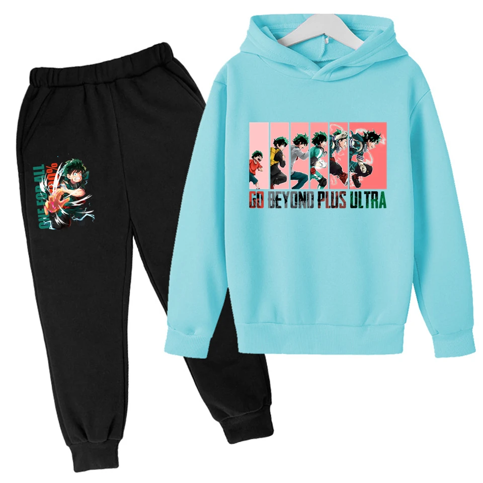 Deti mikina+nohavice 2ks set anime vytlačené moja hrdinská akademickejia jar jeseň detské dievčatá oblečenie móda módne športsuit