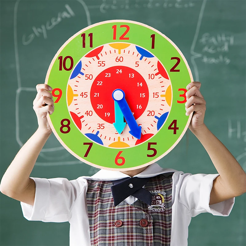 Deti Montessori Clock Vzdelávacie hračky Hour minúta druhé poznanie farebné hodiny jigsaw hračky pre deti včasné predškolské vyučovanie