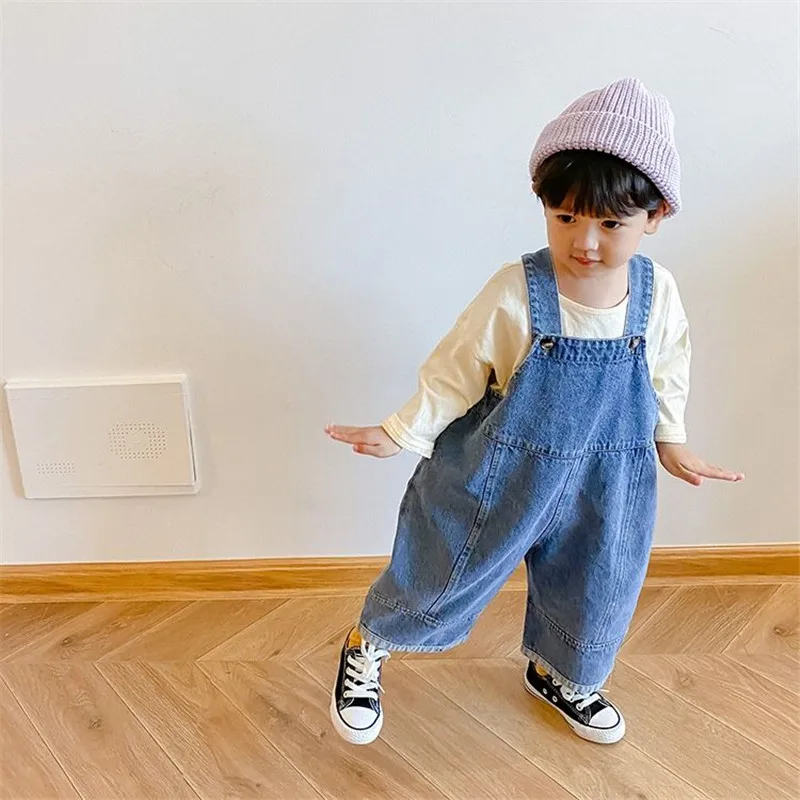 Deti módne všestranné džínsové kombinézy módne chlapci 'voľné džínsové nohavice chlapci Casy Celd-Match Denim Methels