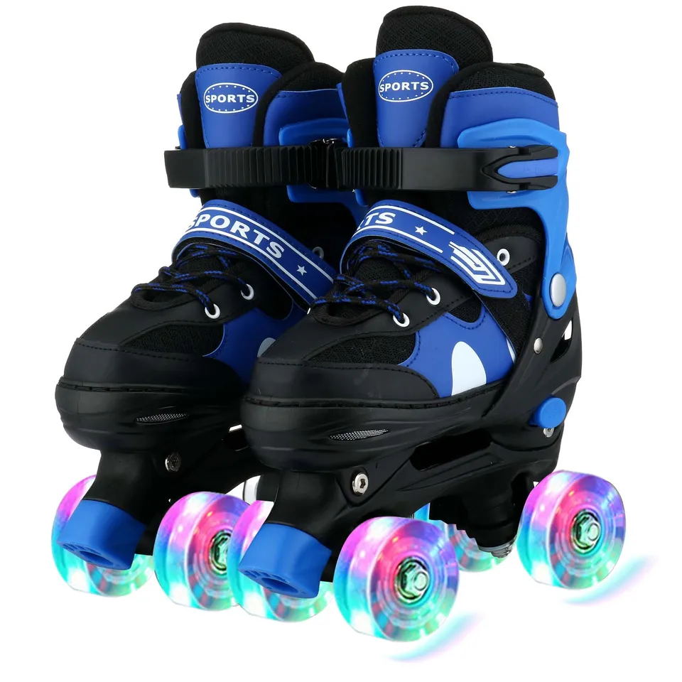 Deti nastaviteľné kolieskové korčule Detské chlapci Dievčatá blikajú dvojradové 4 kolesá Skate Topánky Začiatočníci vonkajšie tenisky korčuľovania