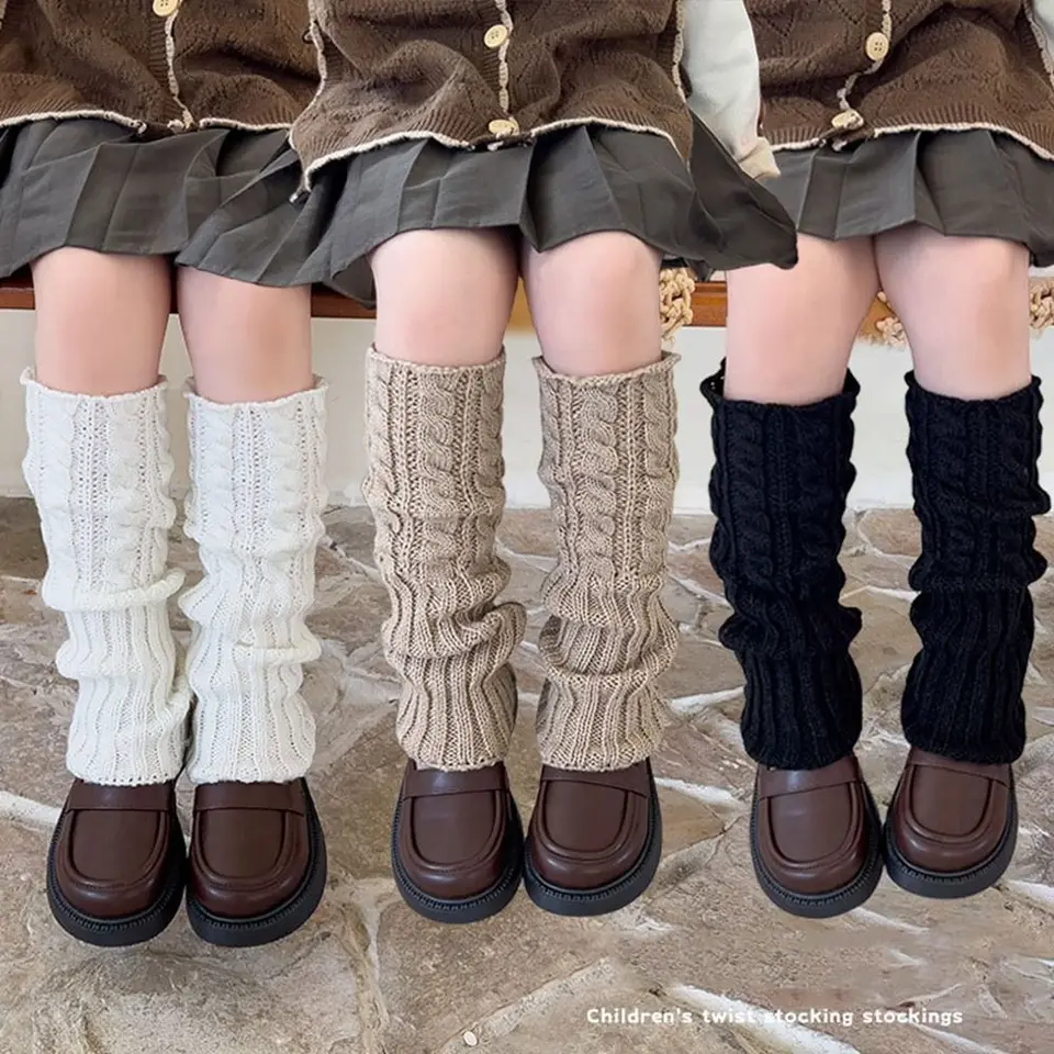 Deti ohrievače nôh lolitas Twit pletené ponožky Dievčatá Teplé nohy kryt roztomilé sladké baletné strážky ponožky dlhé pančuchy