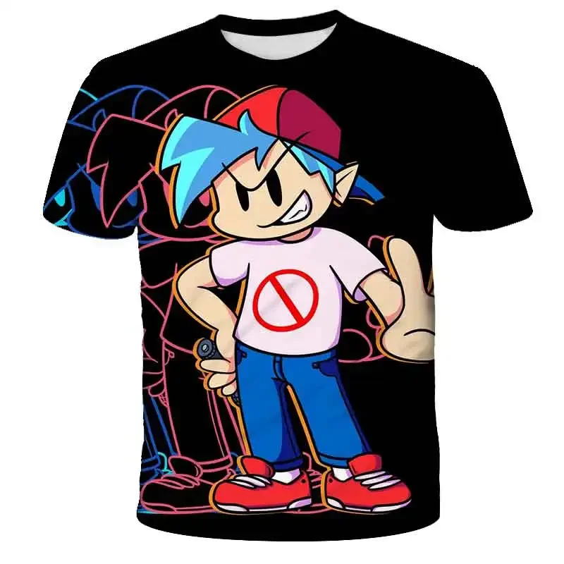 Deti piatok večer Funkin 3D tričko Boys Cartoon Game tričká leto vtipné s krátkym rukávom Deti roztomilé topenie Tops anime oblečenie