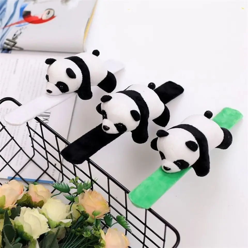 Deti plnené zviera panda náramok super mäkké výzdoba zápästia Plyšový ručný prsteň plyšový hračku kawaii Clap Circle Toy Party