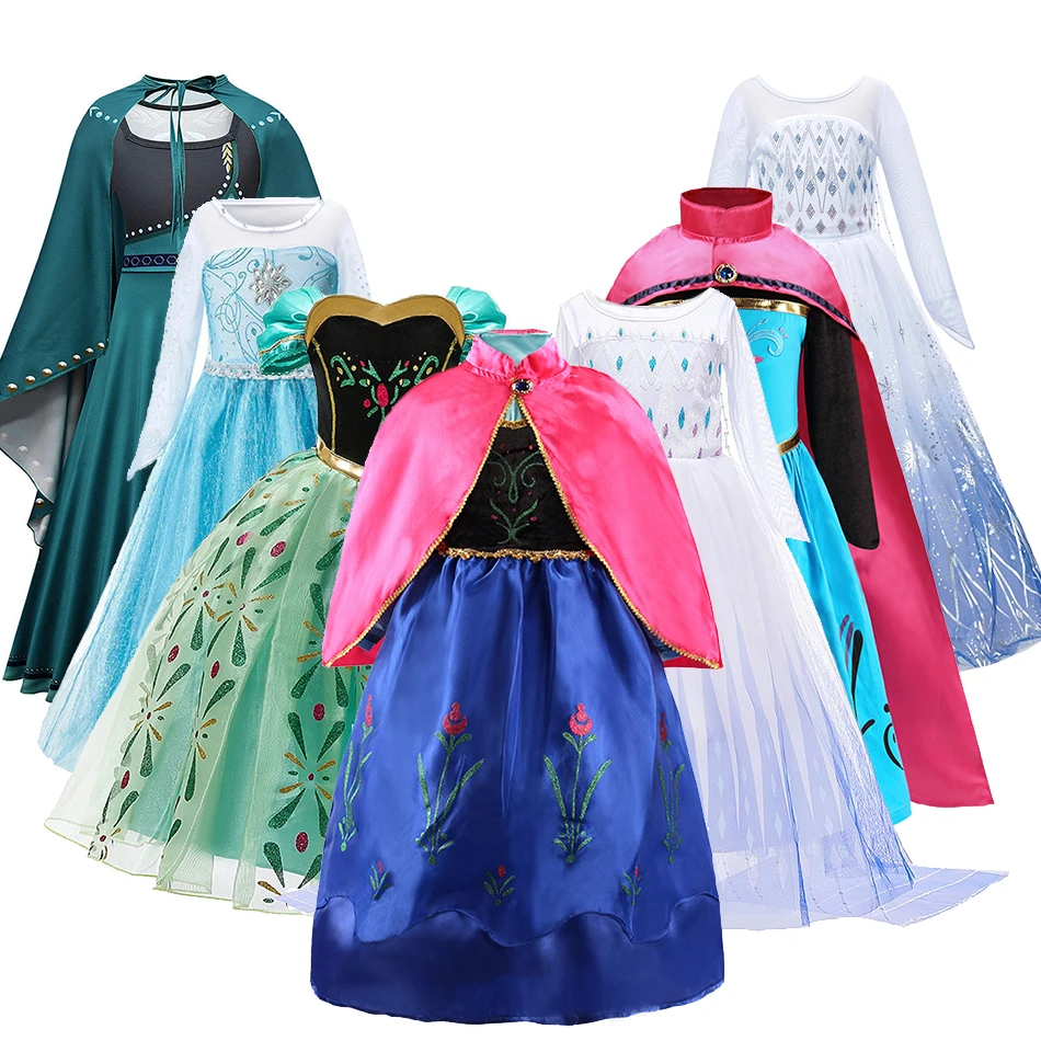 Deti princezná kostým dievčatá karnevalové flitry Anna Dress Deti Pageant Flower Elsa Dance Dance White Green Birthday Outfit