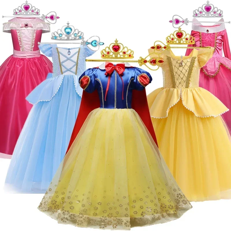 Deti princezná kostýmy Party Fancy Flower Vestido Nové 2024 vianočné narodeniny Karneval sa obliekajú Rapunzel Belle Masguise Frock